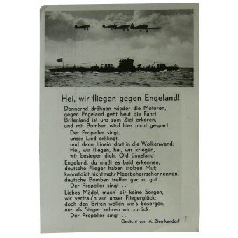 Sotapropaganda -postikortti Ison -Britannian kanssa lyyrisen kanssa. Espenlaub militaria